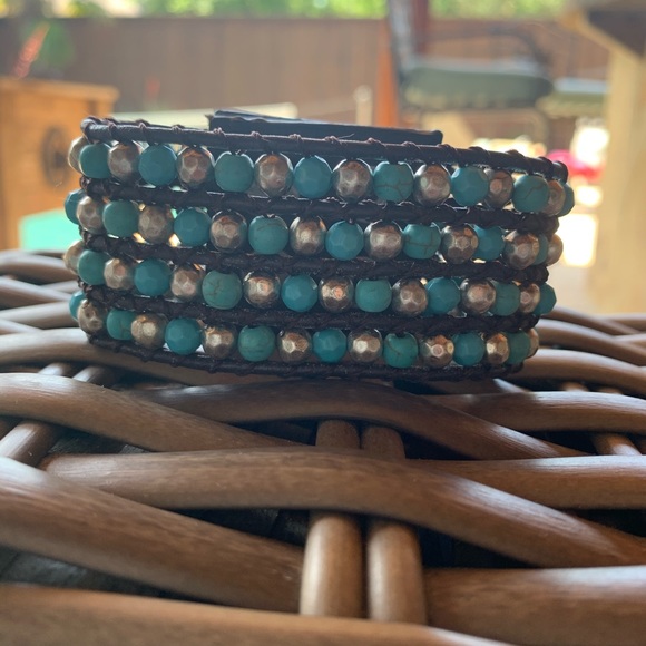 Turquoise leather bracelet - Picture 5 of 7